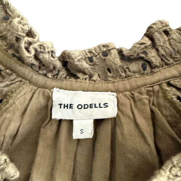 The Odells Thread Eyelet Peasant Mini Dress Women's Small Cottagecore Green - Picture 3 of 6